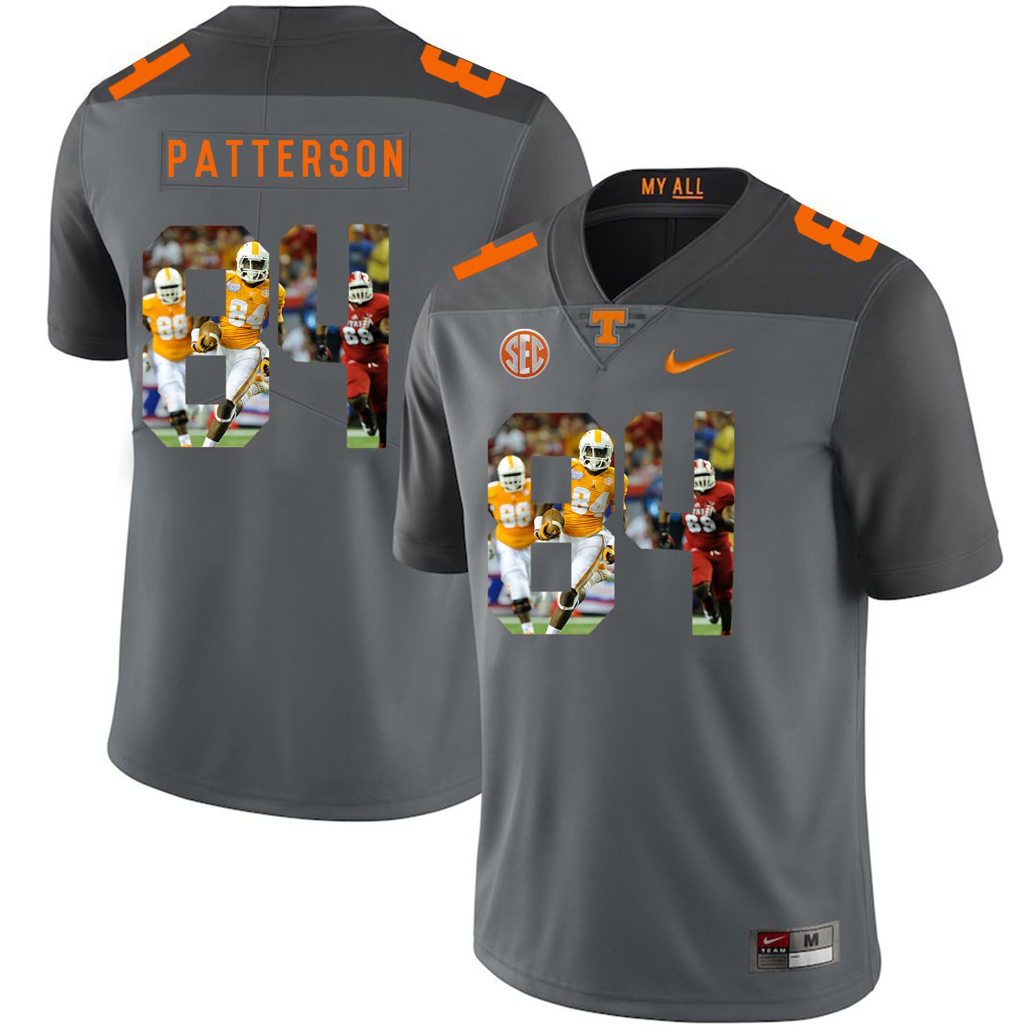 Men Tennessee Volunteers 84 Patterson Grey Fashion Edition Customized NCAA Jerseys